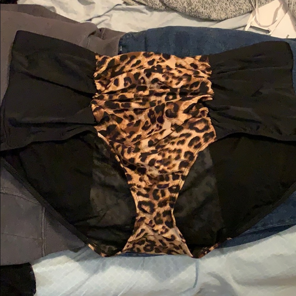 torrid Black and Leopard Print Women’s Swim Bottoms